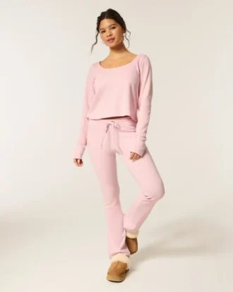 Gilly Hicks Top à manches longues et encolure dégagée Always Cozy Waffle