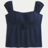 Haut babydoll à encolure dégagée et épaules dénudées Haut babydoll à encolure dégagée et épaules dénudées