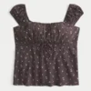 Haut babydoll à encolure dégagée et épaules dénudées Haut babydoll à encolure dégagée et épaules dénudées