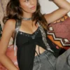 Haut babydoll froissé brillant
