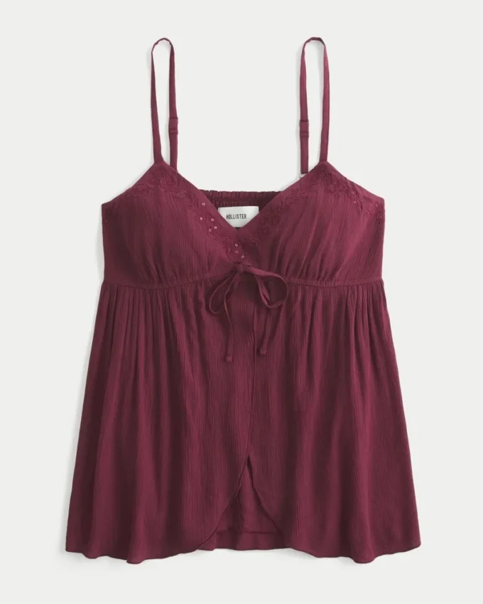 Haut babydoll froissé brillant
