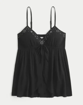 Haut babydoll froissé brillant