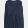 Haut babydoll Henley à nouer dans le dos Haut babydoll Henley à nouer dans le dos