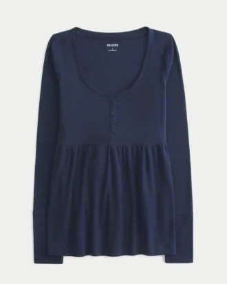 Haut babydoll Henley à nouer dans le dos Haut babydoll Henley à nouer dans le dos
