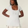 Haut babydoll à manches courtes et col Henley Haut babydoll à manches courtes et col Henley