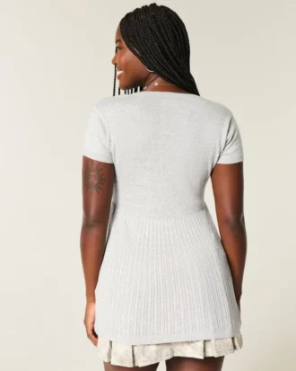 Haut babydoll à manches courtes et col Henley