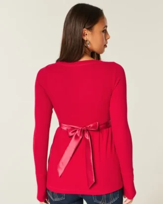 Haut babydoll à manches longues et devant croisé