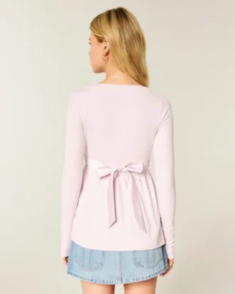 Haut babydoll à manches longues et devant croisé