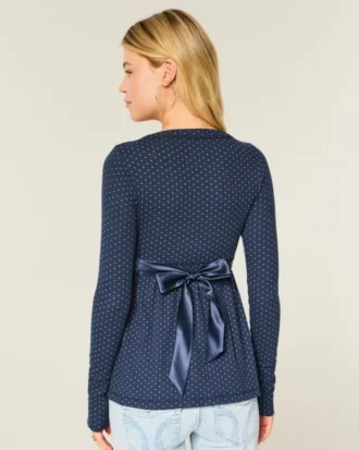Haut babydoll à manches longues et devant croisé