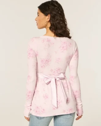 Haut babydoll à manches longues et devant croisé
