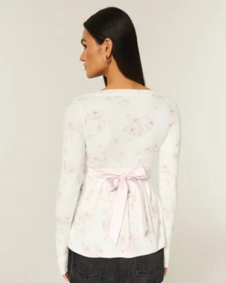 Haut babydoll à manches longues et devant croisé