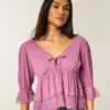 Haut babydoll à manches trois-quarts Haut babydoll à manches trois-quarts