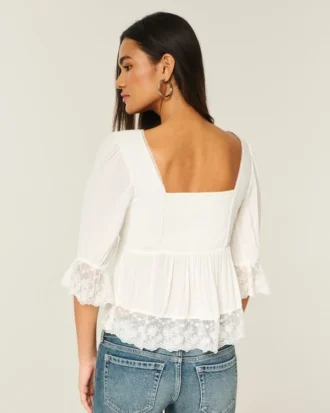 Haut babydoll à manches trois-quarts