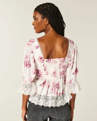 Haut babydoll à manches trois-quarts