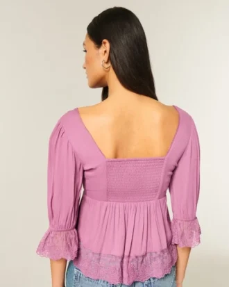 Haut babydoll à manches trois-quarts