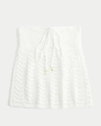 Haut babydoll sans bretelles facile à enfiler, style crochet