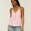 Haut babydoll tissé à dos nu Haut babydoll tissé à dos nu