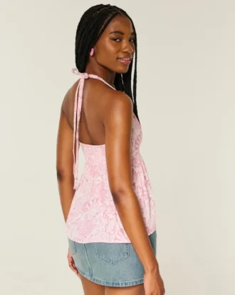 Haut babydoll tissé à dos nu