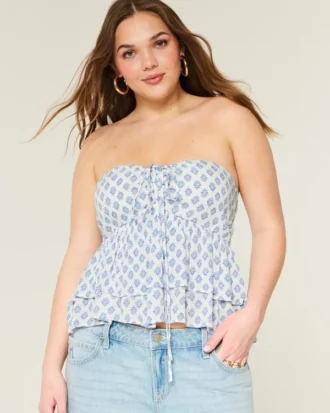 Haut babydoll à volants et dos nu