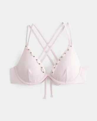 Haut de bikini à armatures et bretelles croisées dans le dos, orné de coquillages