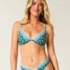 Haut de bikini à armatures et décolleté plongeant brodé