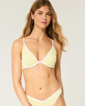 Haut de bikini plongeant à armatures et côtes