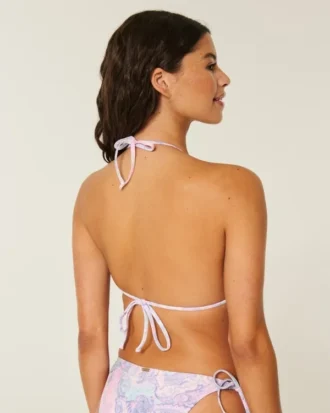 Haut de bikini triangle à bordure style crochet