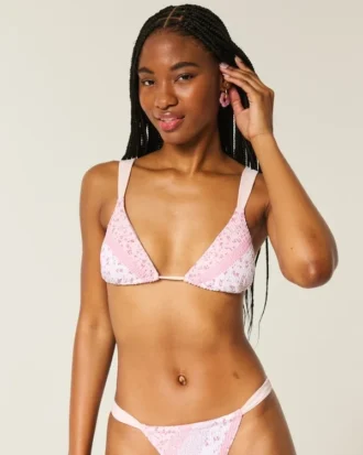 Haut de bikini triangle à bretelles smockées