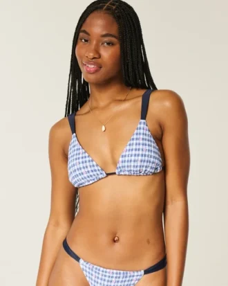 Haut de bikini triangle à bretelles smockées