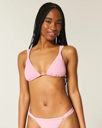 Haut de bikini triangle à bretelles smockées