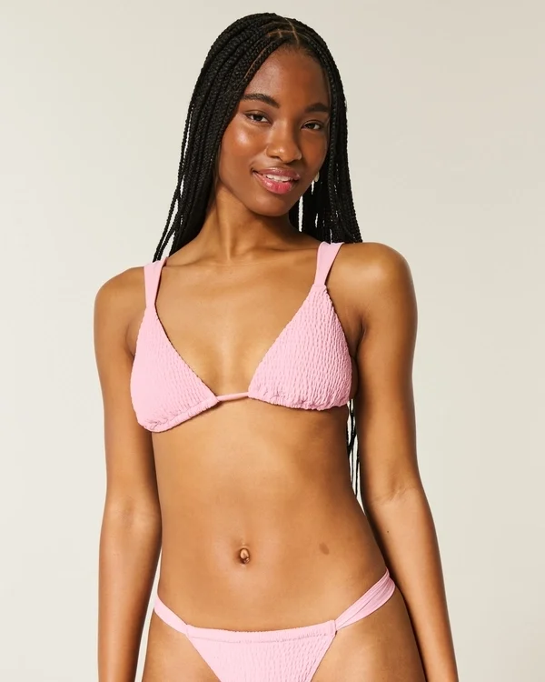 Haut de bikini triangle à bretelles smockées Haut de bikini triangle à bretelles smockées
