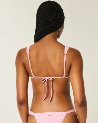 Haut de bikini triangle à bretelles smockées