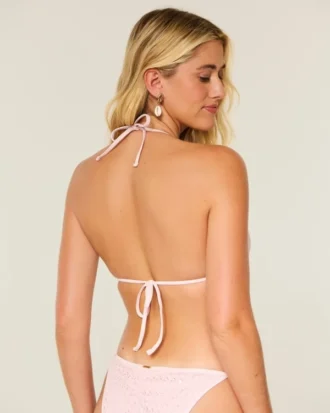 Haut de bikini triangle à paillettes style crochet