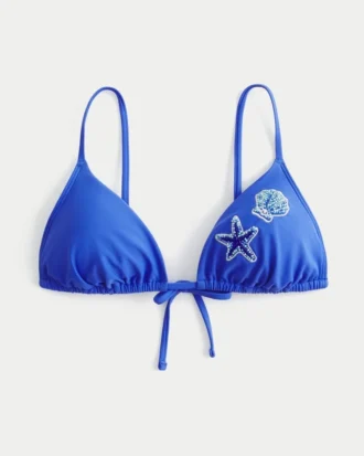 Haut de bikini triangle à perles et bretelles