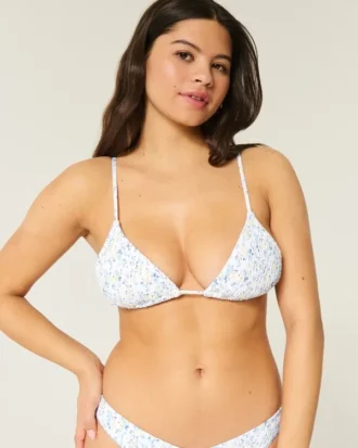 Haut de bikini triangle smocké