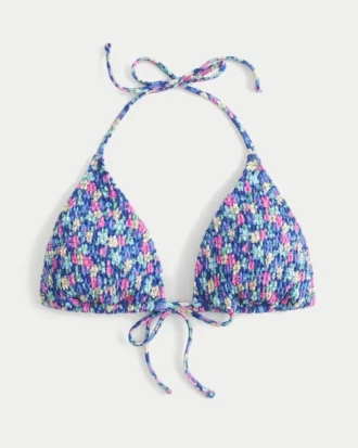 Haut de bikini triangle à smocks et dos nu