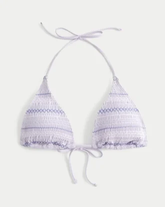 Haut de bikini triangle à smocks et dos nu