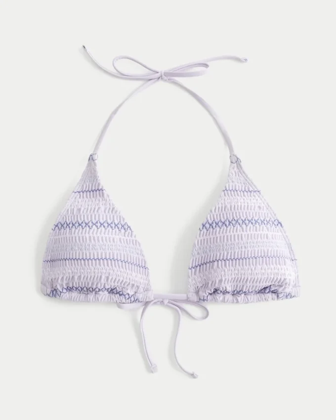 Haut de bikini triangle à smocks et dos nu Haut de bikini triangle à smocks et dos nu