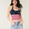 Haut dos nu style crochet à motif drapeau américain Haut dos nu style crochet à motif drapeau américain