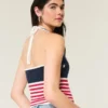 Haut dos nu style crochet à motif drapeau américain Haut dos nu style crochet à motif drapeau américain