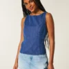 Haut en denim dos nu Haut en denim dos nu
