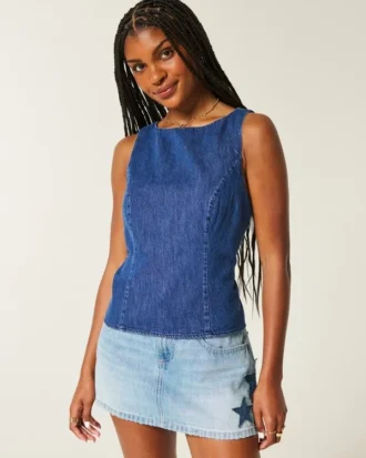 Haut en denim dos nu