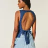 Haut en denim dos nu Haut en denim dos nu