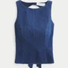 Haut en denim dos nu Haut en denim dos nu