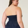 Haut sans bretelles facile à porter, mélange de tissus style crochet Haut sans bretelles facile à porter, mélange de tissus style crochet