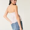 Haut sans bretelles facile à porter, mélange de tissus style crochet Haut sans bretelles facile à porter, mélange de tissus style crochet