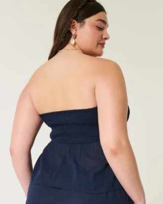 Haut sans bretelles facile à porter, mélange de tissus style crochet