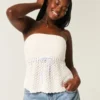 Haut tube sans bretelles style crochet Haut tube sans bretelles style crochet