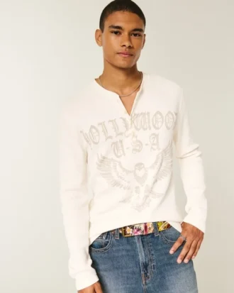 Henley thermique à motif Hollywood Henley thermique à motif Hollywood