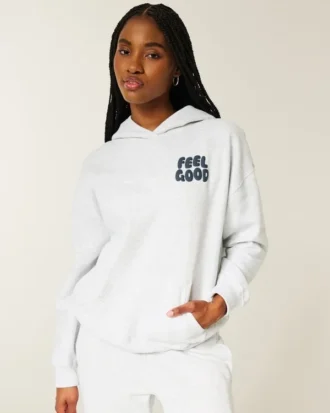 Hollister Sweat à capuche oversize avec logo graphique Feel Good